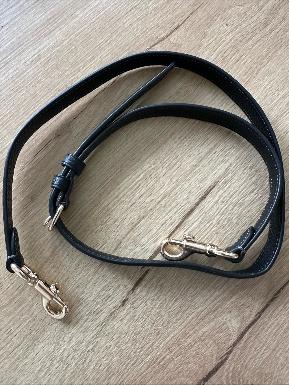 Coach Black Leather Adjustable Crossbody Strap with Gold-Tone Hardware